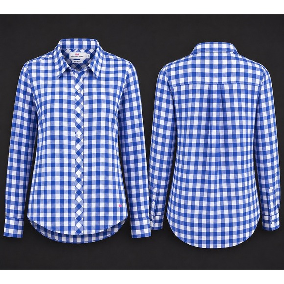 Vineyard Vines Tops - Vineyard Vines Size 6 Blue White Gingham Button Front Shirt Relaxed Fit Preppy